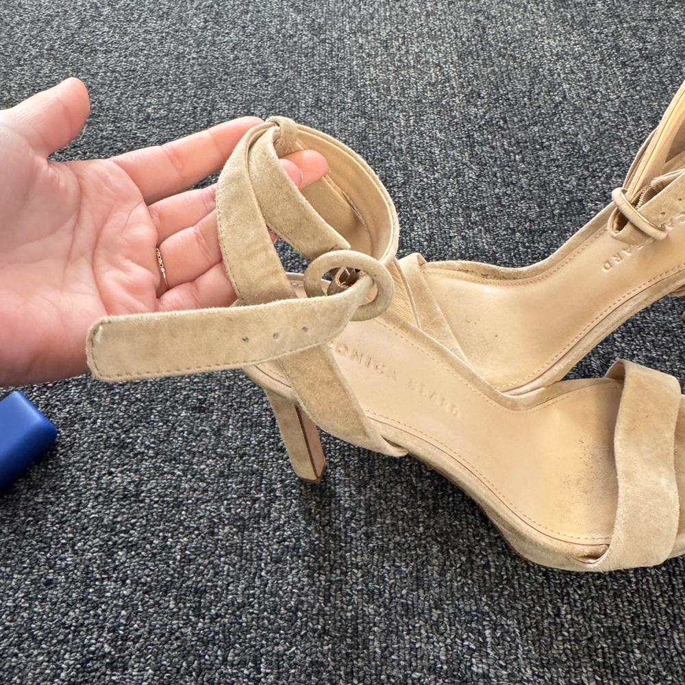 Veronica Beard Darcelle Suede Platform Ankle-Wrap Heeled Sandals Size 7.5 - Picture 4 of 9